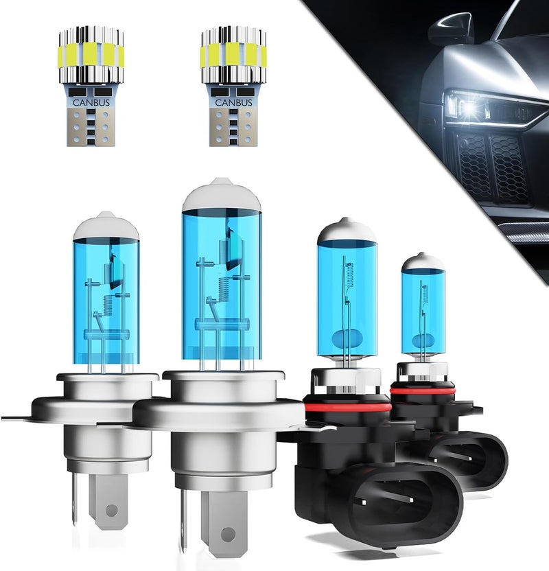 TTDBDAN Headlight Bulbs+ License Plate Lights Fit For Toyota Tacoma 2005-2011 Light Bulbs,H4 High & Low Beams+ 9145 Fog Lights+ License Plate Lights Combo Kit,Plug & Play,Pack of 6 - Image 1